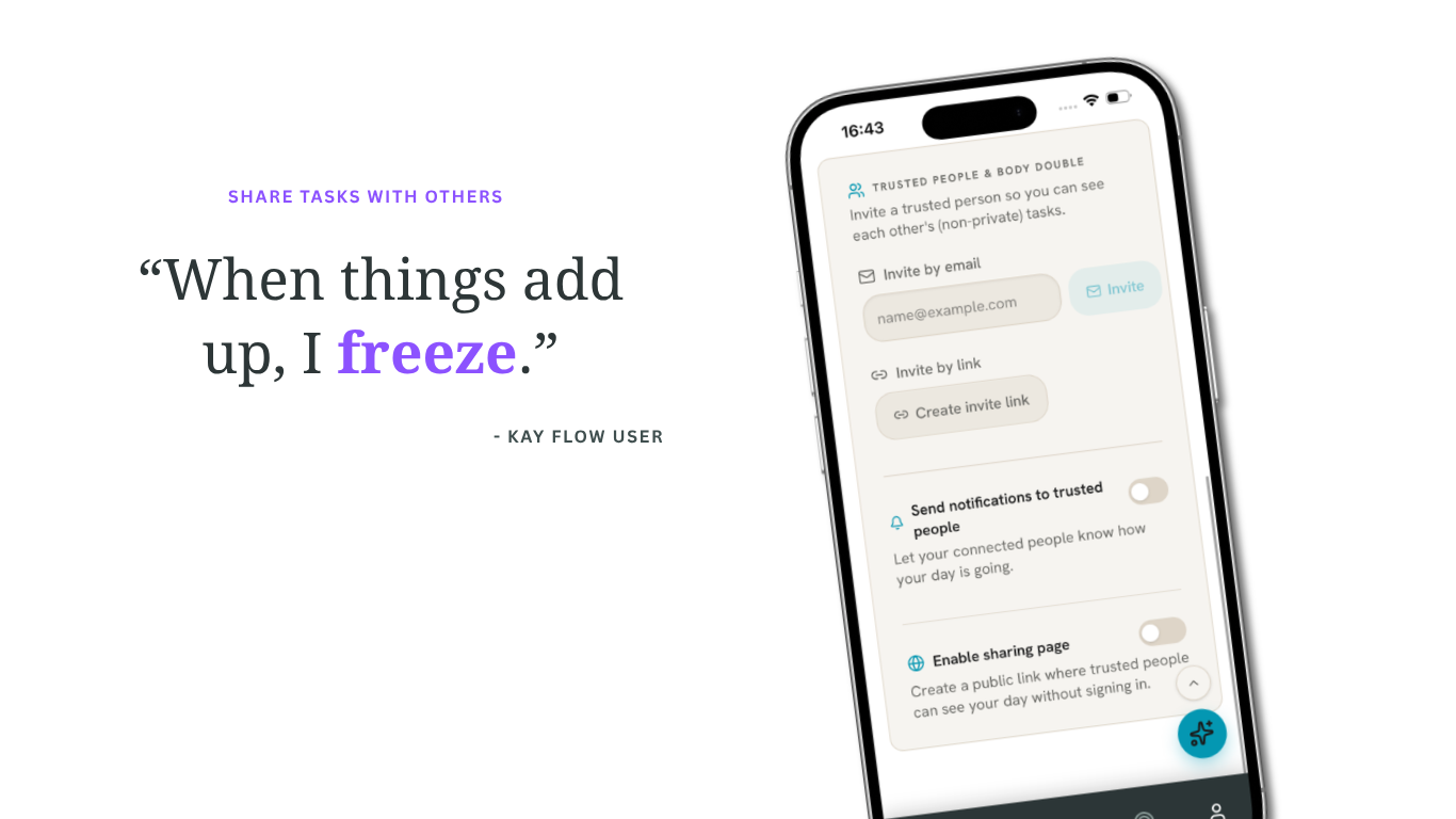 Sharing tasks and lists in Kay flow
